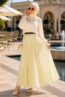 Vêtements hijab JAUNE JUPE CRINKLE AVEC CEINTURE T 3701