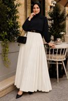 Vêtements hijab ÉCRU JUPE CRINKLE AVEC CEINTURE T 3701