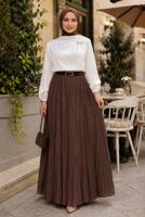 Vêtements hijab BRUN JUPE CRINKLE AVEC CEINTURE T 3701