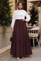 Vêtements hijab PRUNE JUPE CRINKLE AVEC CEINTURE T 3701