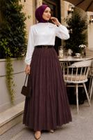 Vêtements hijab PRUNE JUPE CRINKLE AVEC CEINTURE T 3701