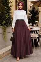 Vêtements hijab PRUNE JUPE CRINKLE AVEC CEINTURE T 3701