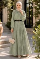 Vêtements hijab VERT JUPE CRINKLE AVEC CEINTURE T 3701