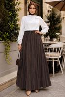 Vêtements hijab BRUN JUPE CRINKLE AVEC CEINTURE T 3701