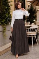 Vêtements hijab BRUN JUPE CRINKLE AVEC CEINTURE T 3701