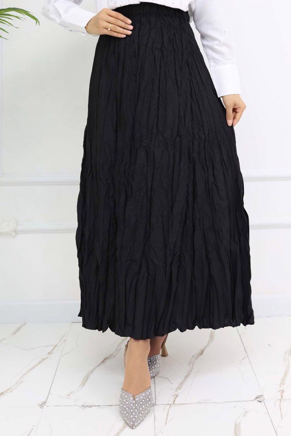 Hijab clothing BLACK WRINKLE EFFECT SKIRT T 5343