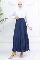 Hijab clothing NAVY BLUE WRINKLE EFFECT SKIRT T 5343
