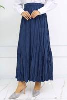 Hijab clothing NAVY BLUE WRINKLE EFFECT SKIRT T 5343