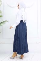 Hijab clothing NAVY BLUE WRINKLE EFFECT SKIRT T 5343