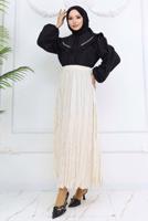 Hijab clothing BEIGE WRINKLE EFFECT SKIRT T 5343
