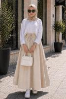 Vêtements hijab BEIGE JUPE EN COTON AVEC POCHES T 5433