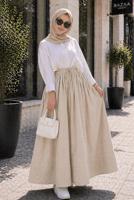 Vêtements hijab BEIGE JUPE EN COTON AVEC POCHES T 5433
