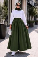 Vêtements hijab KAKI JUPE EN COTON AVEC POCHES T 5433