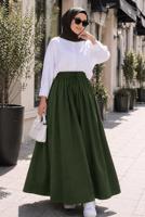 Vêtements hijab KAKI JUPE EN COTON AVEC POCHES T 5433