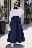 Vêtements hijab BLEU MARINE JUPE EN COTON AVEC POCHES T 5433