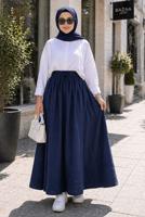 Vêtements hijab BLEU MARINE JUPE EN COTON AVEC POCHES T 5433