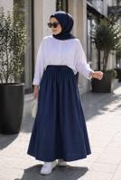 Vêtements hijab BLEU MARINE JUPE EN COTON AVEC POCHES T 5433