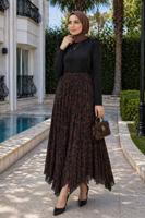 Hijab clothing BROWN ASYMMETRIC CUT PATTERNED SKIRT T 5609