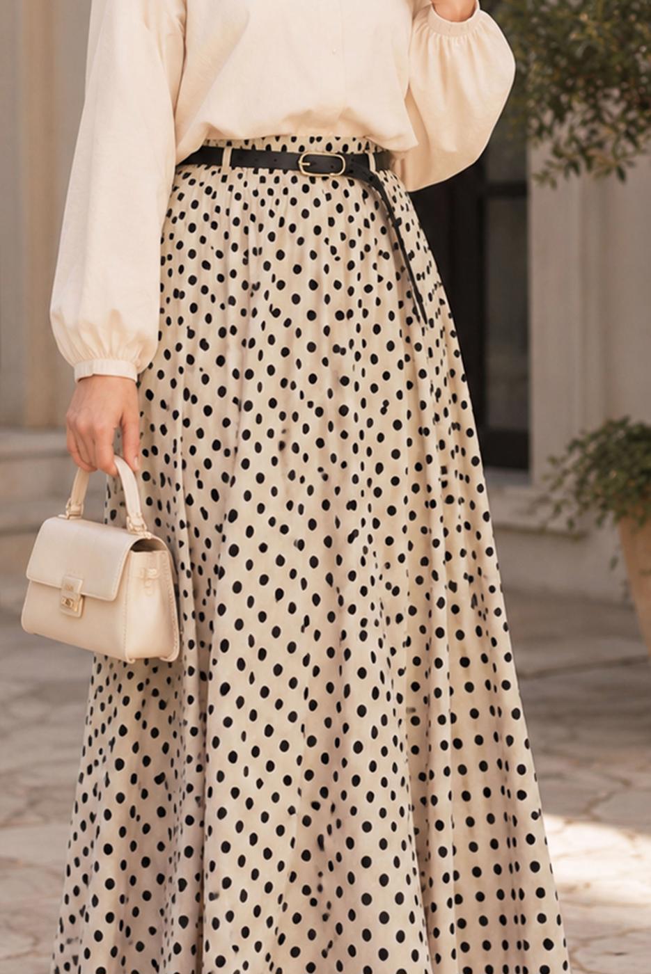 Vêtements hijab BEIGE JUPE EN MOUSSELINE À POIS T 6765