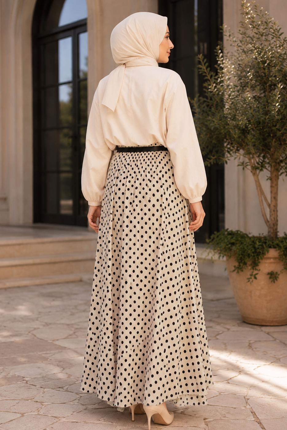 Vêtements hijab BEIGE JUPE EN MOUSSELINE À POIS T 6765