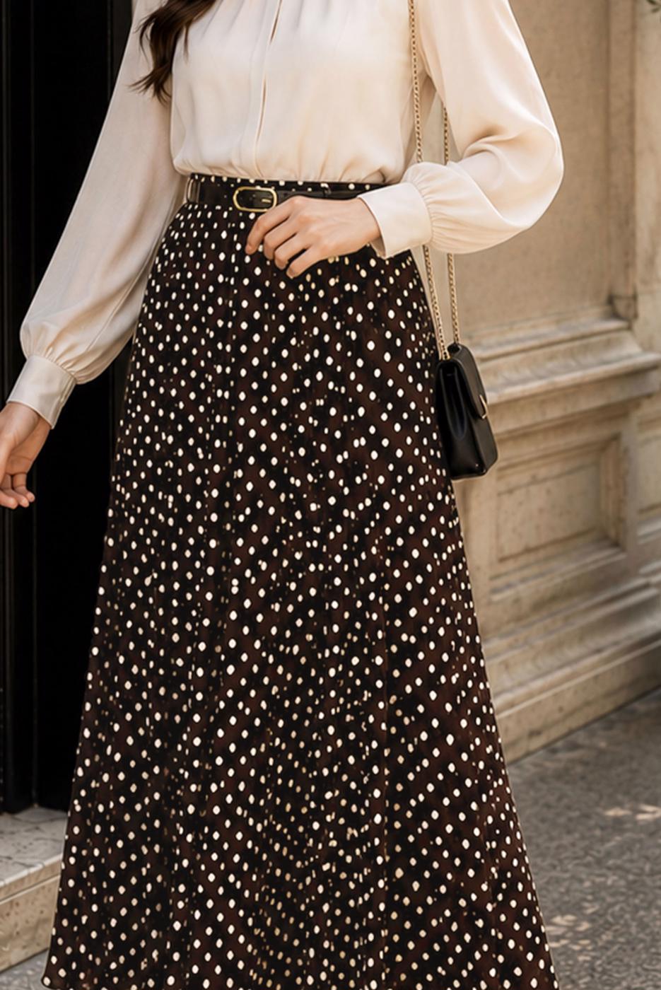 Vêtements hijab BRUN JUPE EN MOUSSELINE À POIS T 6765