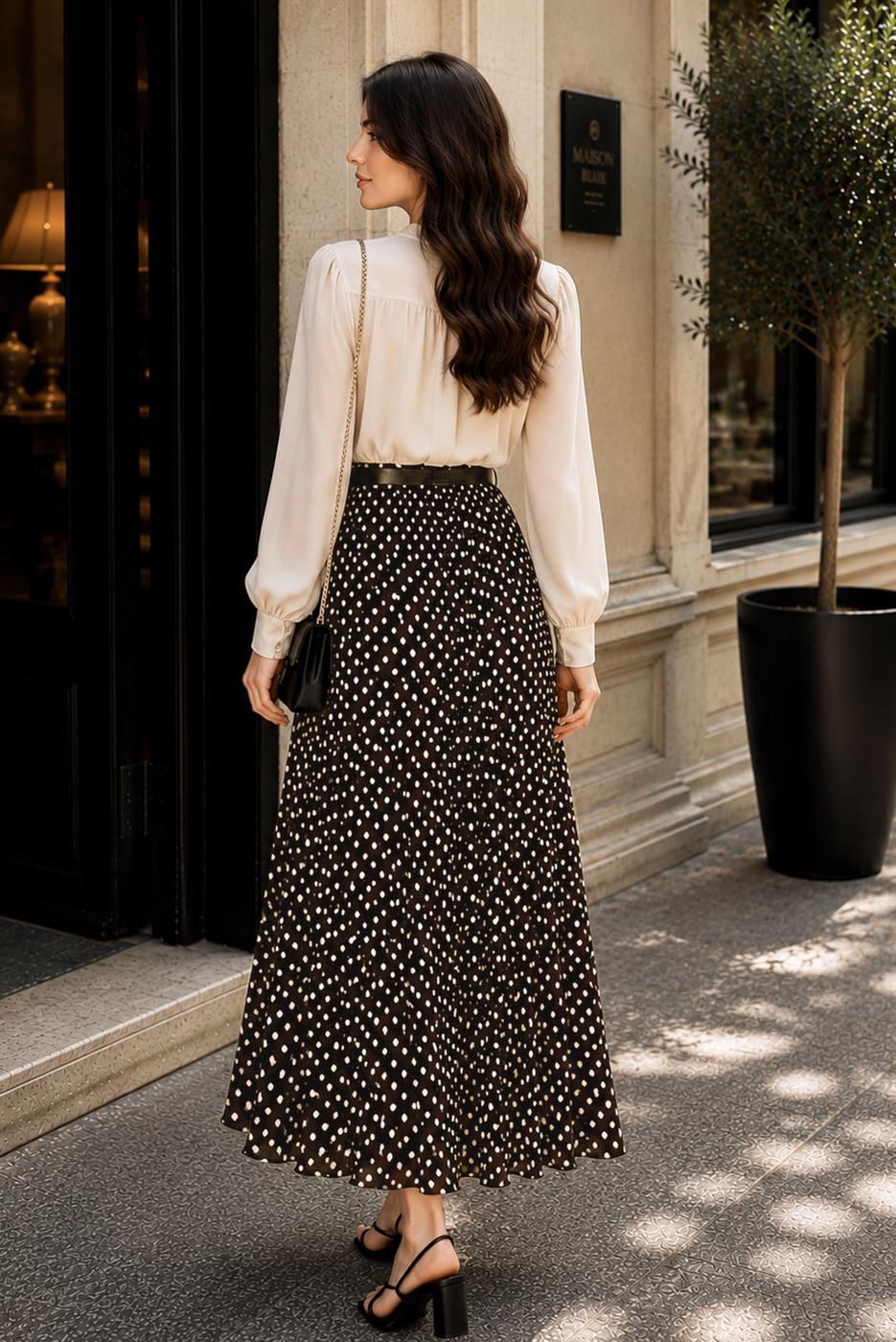 Vêtements hijab BRUN JUPE EN MOUSSELINE À POIS T 6765