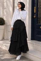 Vêtements hijab NOIR JUPE EN VOILE SUPERPOSÉ T 7652