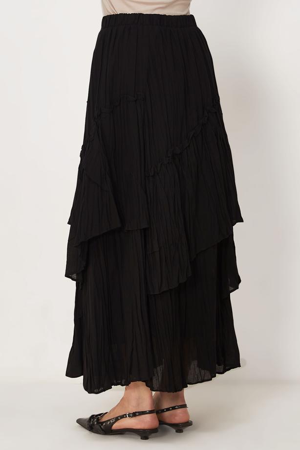 Vêtements hijab NOIR JUPE EN VOILE SUPERPOSÉ T 7652 - TRENDTESETTÜR