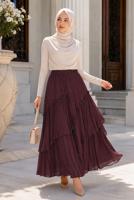 Vêtements hijab ROUGE BORDEAUX JUPE EN VOILE SUPERPOSÉ T 7652
