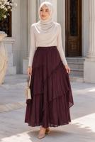 Vêtements hijab ROUGE BORDEAUX JUPE EN VOILE SUPERPOSÉ T 7652