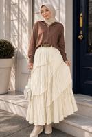 Vêtements hijab ÉCRU JUPE EN VOILE SUPERPOSÉ T 7652