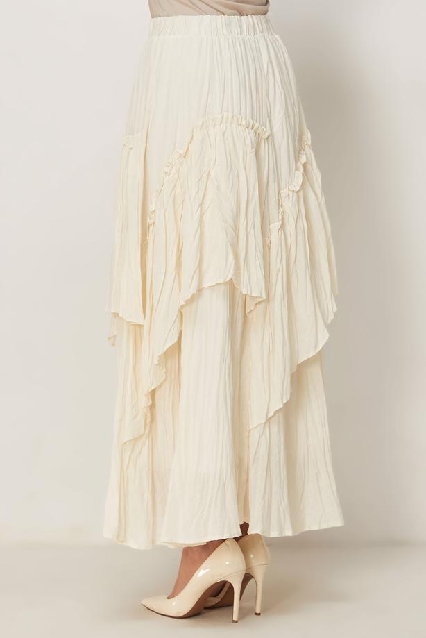 Vêtements hijab ÉCRU JUPE EN VOILE SUPERPOSÉ T 7652 - TRENDTESETTÜR