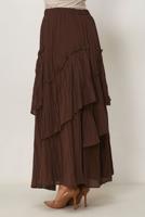 Tesettür giyim KAHVE KATLI VUAL ETEK T 7652