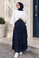 Hijab clothing NAVY BLUE LAYERED VOILE SKIRT T 7652