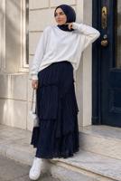 Hijab clothing NAVY BLUE LAYERED VOILE SKIRT T 7652