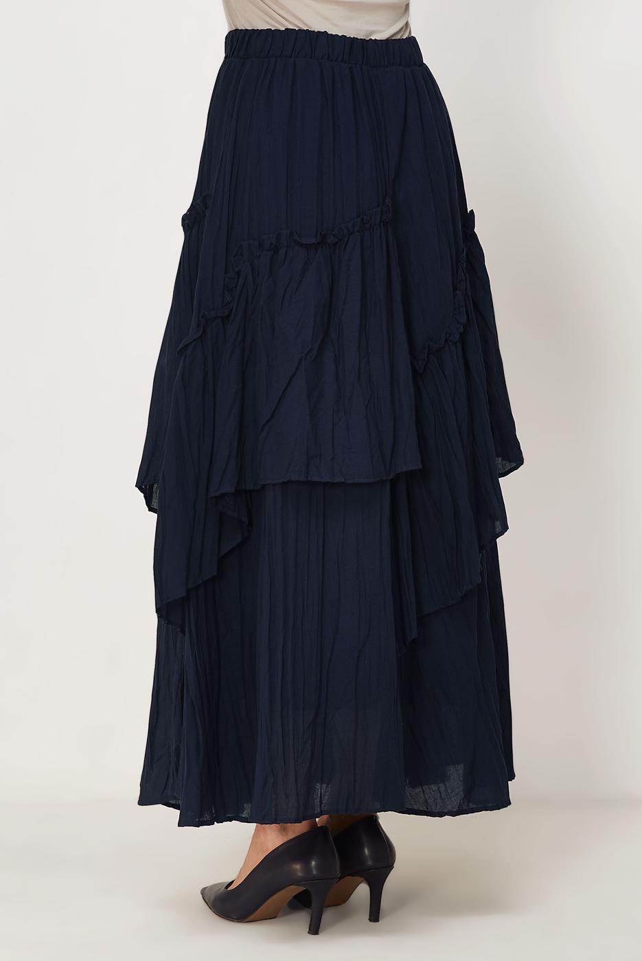 Hijab clothing NAVY BLUE LAYERED VOILE SKIRT T 7652