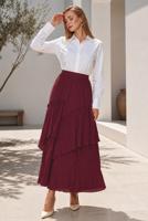 Vêtements hijab ROUGE BORDEAUX JUPE EN VOILE SUPERPOSÉ T 7652