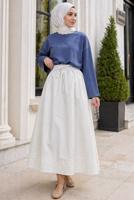 Vêtements hijab BLANC JUPE EN POPELINE À POCHES T 9502