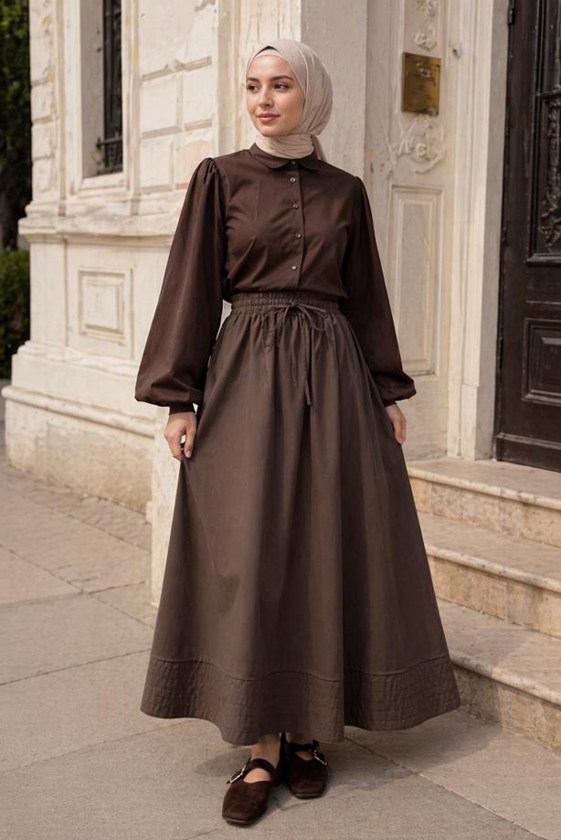 Vêtements hijab BRUN JUPE EN POPELINE À POCHES T 9502 - TRENDTESETTÜR