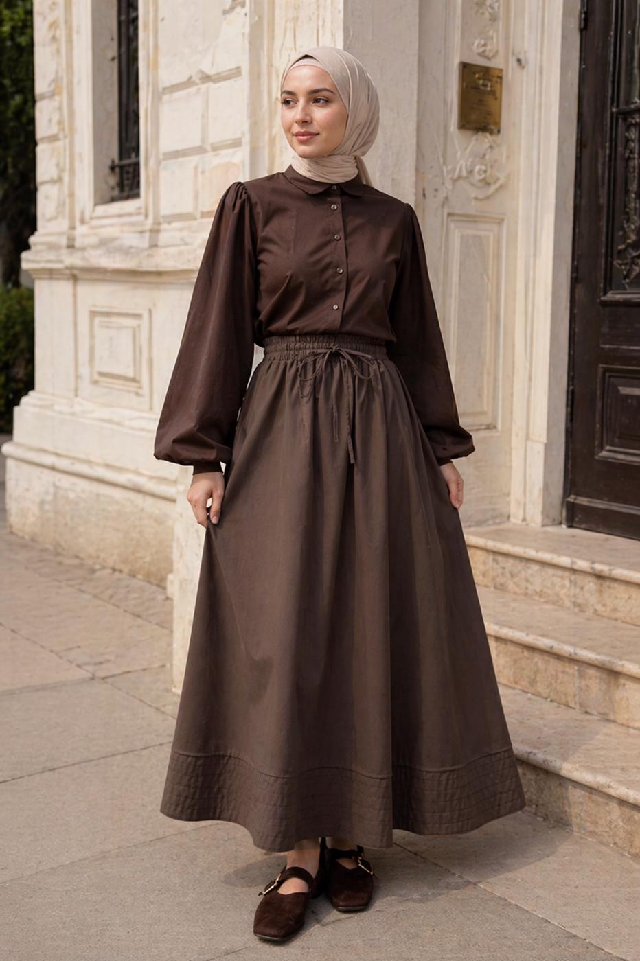 Vêtements hijab BRUN JUPE EN POPELINE À POCHES T 9502