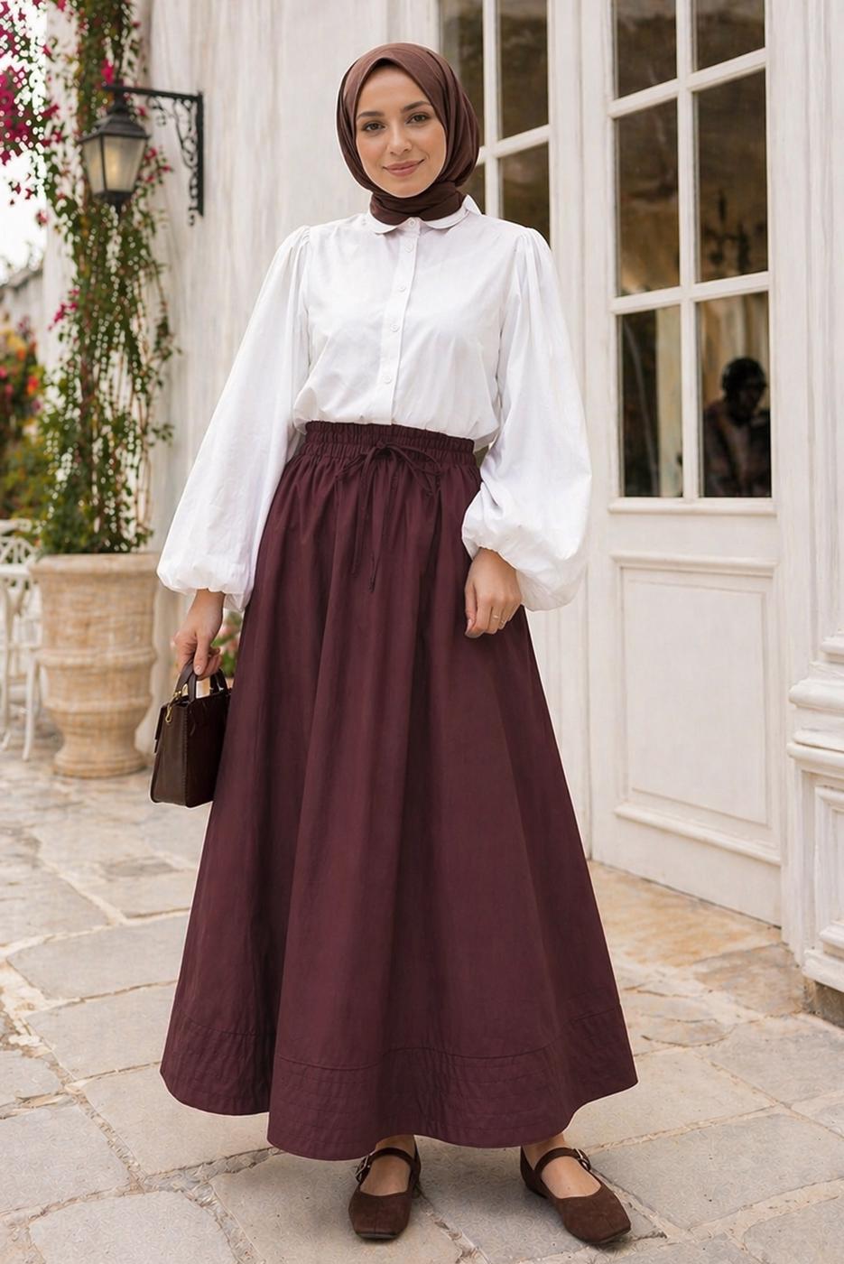 Vêtements hijab PRUNE JUPE EN POPELINE À POCHES T 9502