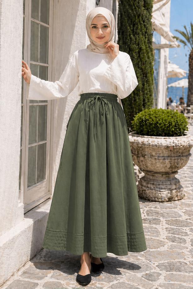 Vêtements hijab VERT JUPE EN POPELINE À POCHES T 9502 - TRENDTESETTÜR
