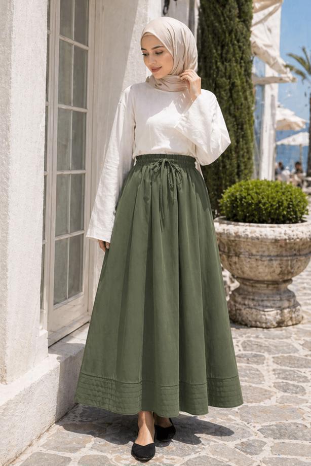 Vêtements hijab VERT JUPE EN POPELINE À POCHES T 9502 - TRENDTESETTÜR