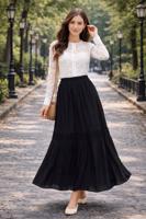 Hijab clothing BLACK ELASTIC WAIST SKIRT T 95606
