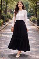 Hijab clothing BLACK ELASTIC WAIST SKIRT T 95606