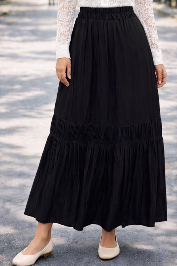 Vêtements hijab NOIR JUPE TAILLE ÉLASTIQUE T 95606 - TRENDTESETTÜR