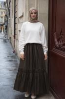 Hijab clothing BROWN ELASTIC WAIST SKIRT T 95606