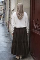 Hijab clothing BROWN ELASTIC WAIST SKIRT T 95606