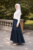 Hijab clothing NAVY BLUE ELASTIC WAIST SKIRT T 95606