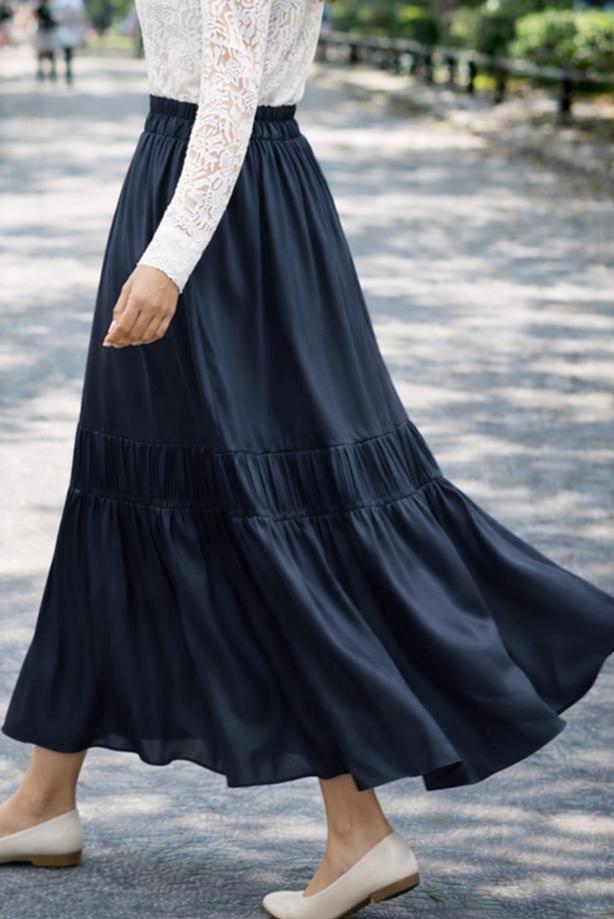 Vêtements hijab BLEU MARINE JUPE TAILLE ÉLASTIQUE T 95606 - TRENDTESETTÜR